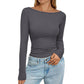 Women's Elegant Boat Neck Ribbed Knit Top