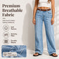 Women's Stretchy Wide-Leg Jeans with Raw Trim