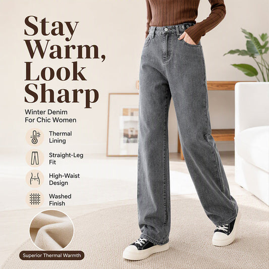 Hot Sale 50% OFF💖Women's Warm-Lined Wide-Leg Jeans