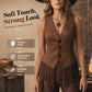 Women’s Vintage V-Neck Fringe Vest