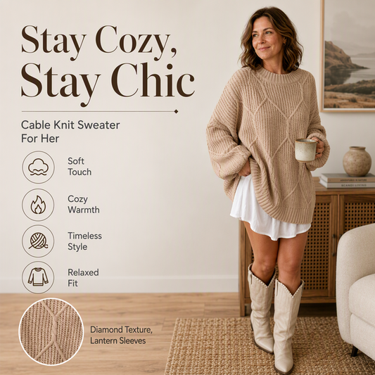 👚✨Women's Loose Cable Knit Pullover Sweater✨𝘉𝘶𝘺 𝘢𝘯𝘺 2 𝘢𝘯𝘥 𝘨𝘦𝘵 𝘢𝘯 𝘦𝘹𝘵𝘳𝘢 8% 𝘥𝘪𝘴𝘤𝘰𝘶𝘯𝘵