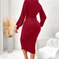 💃 Flattering Ruching, Elegant Curves | Women's V-Neck Lantern Sleeve Midi Dress✨𝘉𝘶𝘺 𝘢𝘯𝘺 2 𝘢𝘯𝘥 𝘨𝘦𝘵 𝘢𝘯 𝘦𝘹𝘵𝘳𝘢 8% 𝘥𝘪𝘴𝘤𝘰𝘶𝘯𝘵