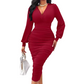 💃 Flattering Ruching, Elegant Curves | Women's V-Neck Lantern Sleeve Midi Dress✨𝘉𝘶𝘺 𝘢𝘯𝘺 2 𝘢𝘯𝘥 𝘨𝘦𝘵 𝘢𝘯 𝘦𝘹𝘵𝘳𝘢 8% 𝘥𝘪𝘴𝘤𝘰𝘶𝘯𝘵