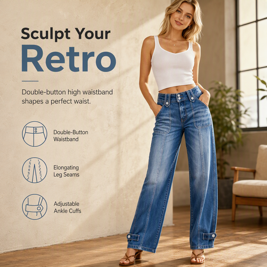 👖 Retro Denim Style | Women's High-Waisted Double-Button Wide-Leg Jeans✨𝘉𝘶𝘺 𝘢𝘯𝘺 2 𝘢𝘯𝘥 𝘨𝘦𝘵 𝘢𝘯 𝘦𝘹𝘵𝘳𝘢 8% 𝘥𝘪𝘴𝘤𝘰𝘶𝘯𝘵
