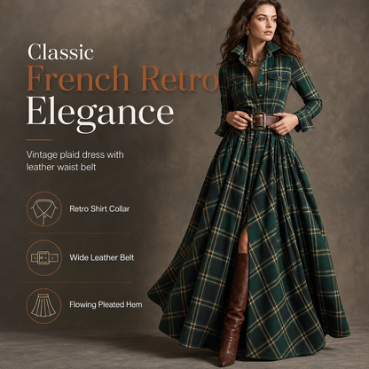 👗✨Plus Size Women French Vintage Plaid Dress with Irregular Hem and Slimming Design✨𝘉𝘶𝘺 𝘢𝘯𝘺 2 𝘢𝘯𝘥 𝘨𝘦𝘵 𝘢𝘯 𝘦𝘹𝘵𝘳𝘢 8% 𝘥𝘪𝘴𝘤𝘰𝘶𝘯𝘵