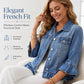 👚✨Women's Cropped Denim Jacket with Ruffle Hem✨𝘉𝘶𝘺 𝘢𝘯𝘺 2 𝘢𝘯𝘥 𝘨𝘦𝘵 𝘢𝘯 𝘦𝘹𝘵𝘳𝘢 8% 𝘥𝘪𝘴𝘤𝘰𝘶𝘯𝘵