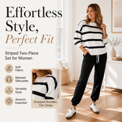 👚✨Women's Striped Sweatshirt & Jogger Pants Set✨𝘉𝘶𝘺 𝘢𝘯𝘺 2 𝘢𝘯𝘥 𝘨𝘦𝘵 𝘢𝘯 𝘦𝘹𝘵𝘳𝘢 8% 𝘥𝘪𝘴𝘤𝘰𝘶𝘯𝘵
