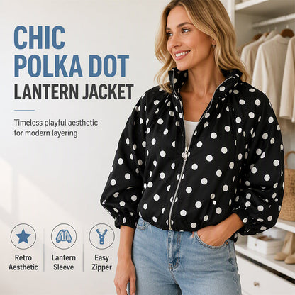 ✨⚪ Women's Casual Polka Dot Zipper Jacket✨𝘉𝘶𝘺 𝘢𝘯𝘺 2 𝘢𝘯𝘥 𝘨𝘦𝘵 𝘢𝘯 𝘦𝘹𝘵𝘳𝘢 8% 𝘥𝘪𝘴𝘤𝘰𝘶𝘯𝘵