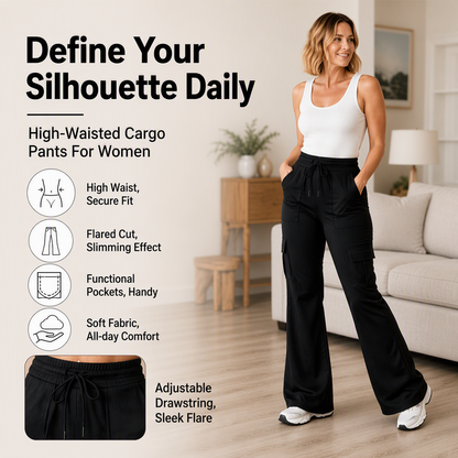 👖 ✨ Women's High-Waisted Drawstring Cargo Flare Pants✨𝘉𝘶𝘺 𝘢𝘯𝘺 2 𝘢𝘯𝘥 𝘨𝘦𝘵 𝘢𝘯 𝘦𝘹𝘵𝘳𝘢 8% 𝘥𝘪𝘴𝘤𝘰𝘶𝘯𝘵