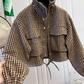 🔥New Hot Selling-50% Off!!🌿Women's Cropped Houndstooth Jacket