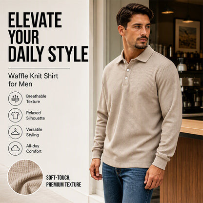 ✨Men's Waffle Knit Long Sleeve Collared Top✨𝘉𝘶𝘺 𝘢𝘯𝘺 2 𝘢𝘯𝘥 𝘨𝘦𝘵 𝘢𝘯 𝘦𝘹𝘵𝘳𝘢 8% 𝘥𝘪𝘴𝘤𝘰𝘶𝘯𝘵