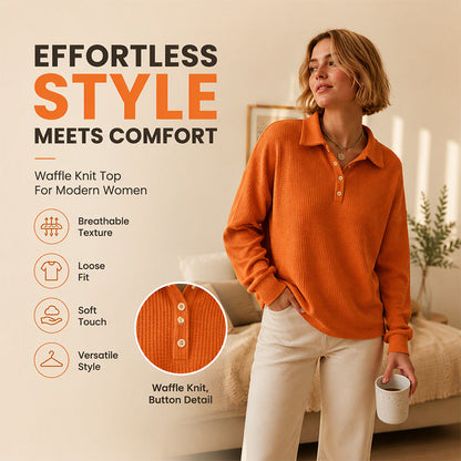 🍁Autumn Hot Sale 50% OFF🔥Women's Casual Waffle Knit Top