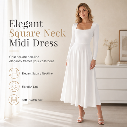 👗✨Women's Long Sleeve Square Neck A-Line Dress✨𝘉𝘶𝘺 𝘢𝘯𝘺 2 𝘢𝘯𝘥 𝘨𝘦𝘵 𝘢𝘯 𝘦𝘹𝘵𝘳𝘢 8% 𝘥𝘪𝘴𝘤𝘰𝘶𝘯𝘵