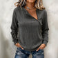 Women's Ribbed Knit Top with Asymmetrical Zipper