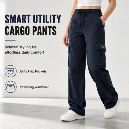 ✨👖Women's Relaxed Fit Straight Leg Cargo Pants with Elastic Drawstring Waist and Side Utility Pockets✨𝘉𝘶𝘺 𝘢𝘯𝘺 2 𝘢𝘯𝘥 𝘨𝘦𝘵 𝘢𝘯 𝘦𝘹𝘵𝘳𝘢 8% 𝘥𝘪𝘴𝘤𝘰𝘶𝘯𝘵