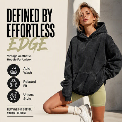 Unisex Casual Oversized Acid Wash Hoodie