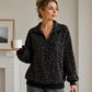 Women's Leopard Print Quarter-Zip Sweatshirt