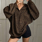 Women's Leopard Print Quarter-Zip Sweatshirt