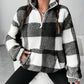 Women's Loose Fit Plaid Patchwork Sherpa Jacket