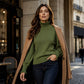 Women's Elegant Cozy Knitted Top with Ruffle Trim
