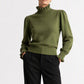 Women's Elegant Cozy Knitted Top with Ruffle Trim