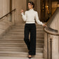 Women's Elegant Cozy Knitted Top with Ruffle Trim