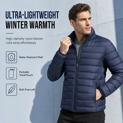 Men's Lightweight Padded Stand Collar Winter Coat