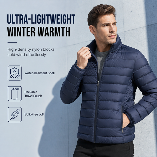 Men's Lightweight Padded Stand Collar Winter Coat