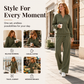 Women's Half-Zip Sweatshirt & Wide-Leg Pants Set
