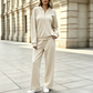 Women's Half-Zip Sweatshirt & Wide-Leg Pants Set