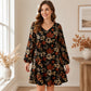 Women's Elegant Maple Leaf Print Dress