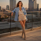 Women's Frayed Hem Washed Denim Jacket