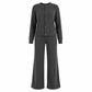 Women's Casual 2 Piece Knitted Cardigan Sweater and Wide Leg Pants Set