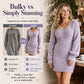 Women's V-Neck Fuzzy Knit Mini Dress