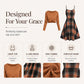 Women's Elegant Plaid Dress and Crop Top Set