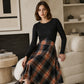 Women's Elegant Plaid Dress and Crop Top Set