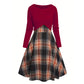 Women's Elegant Plaid Dress and Crop Top Set