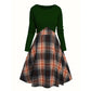 Women's Elegant Plaid Dress and Crop Top Set