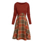 Women's Elegant Plaid Dress and Crop Top Set