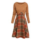 Women's Elegant Plaid Dress and Crop Top Set