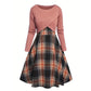 Women's Elegant Plaid Dress and Crop Top Set