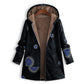 Women's Vintage Leaf Print Hooded Coat
