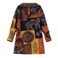 Women's Vintage Leaf Print Hooded Coat