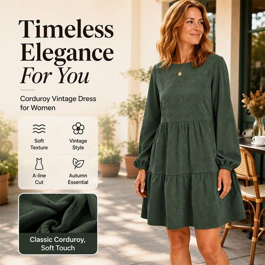 👗✨Women's Vintage Corduroy Long Sleeve Dress✨𝘉𝘶𝘺 𝘢𝘯𝘺 2 𝘢𝘯𝘥 𝘨𝘦𝘵 𝘢𝘯 𝘦𝘹𝘵𝘳𝘢 8% 𝘥𝘪𝘴𝘤𝘰𝘶𝘯𝘵