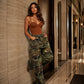 Women's Retro Camouflage Wide-Leg Jeans