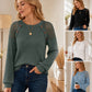 🖤Black Friday Sale:50% OFF🖤 🌸 Lace Detail, Easy Elegance | Women's Ribbed Knit Patchwork Long-Sleeve Top