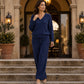 Women's Knit V-Neck Sweater & Wide-Leg Pants Set