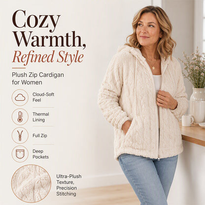 Women's Casual Warm Fuzzy Hooded Jacket
