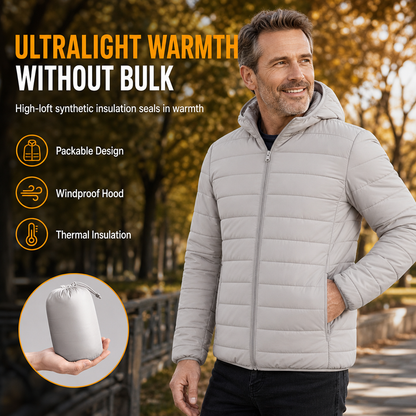 Men's Lightweight Hooded Padded Cotton Casual Short Winter Coat Plus Size