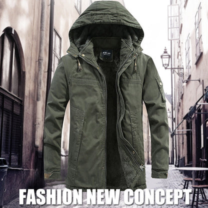 Men’s Plush Lined Winter Jacket with Multi Pockets